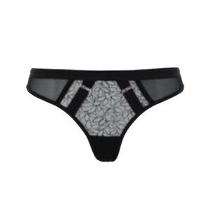 New! Bluebella Sandrine Black Floral Lace Semi sheer Mesh Panties 1999